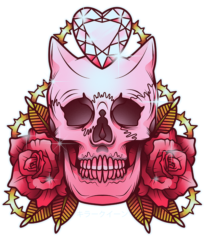 Diamond Heart Skull Graphic