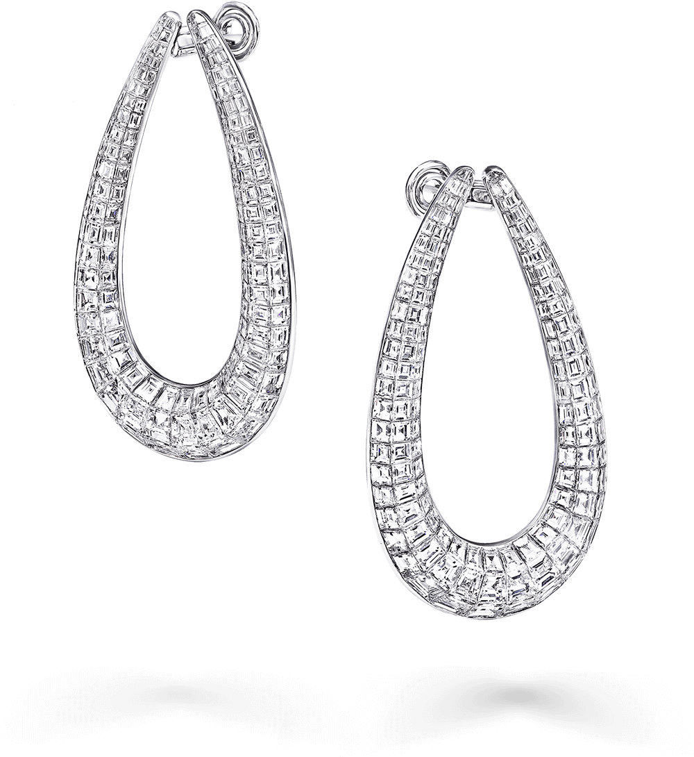 Diamond Hoop Earrings Reflection