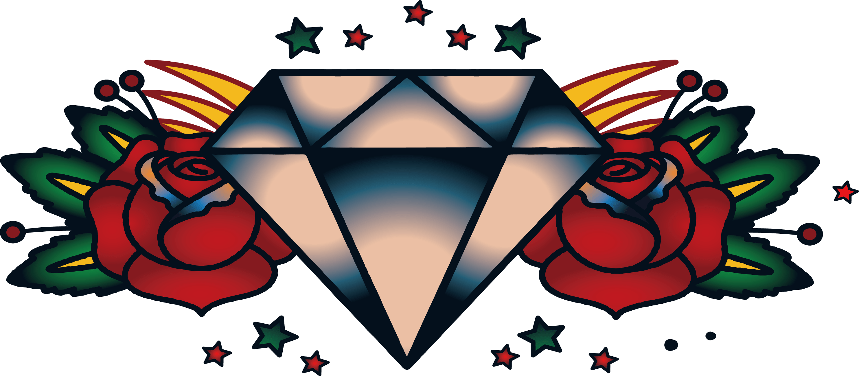 Old School Tattoo Diamond Polynesia Beautiful Diamonds - Design Tattoo Diamond Rose, HD Png Download PNG with transparent background