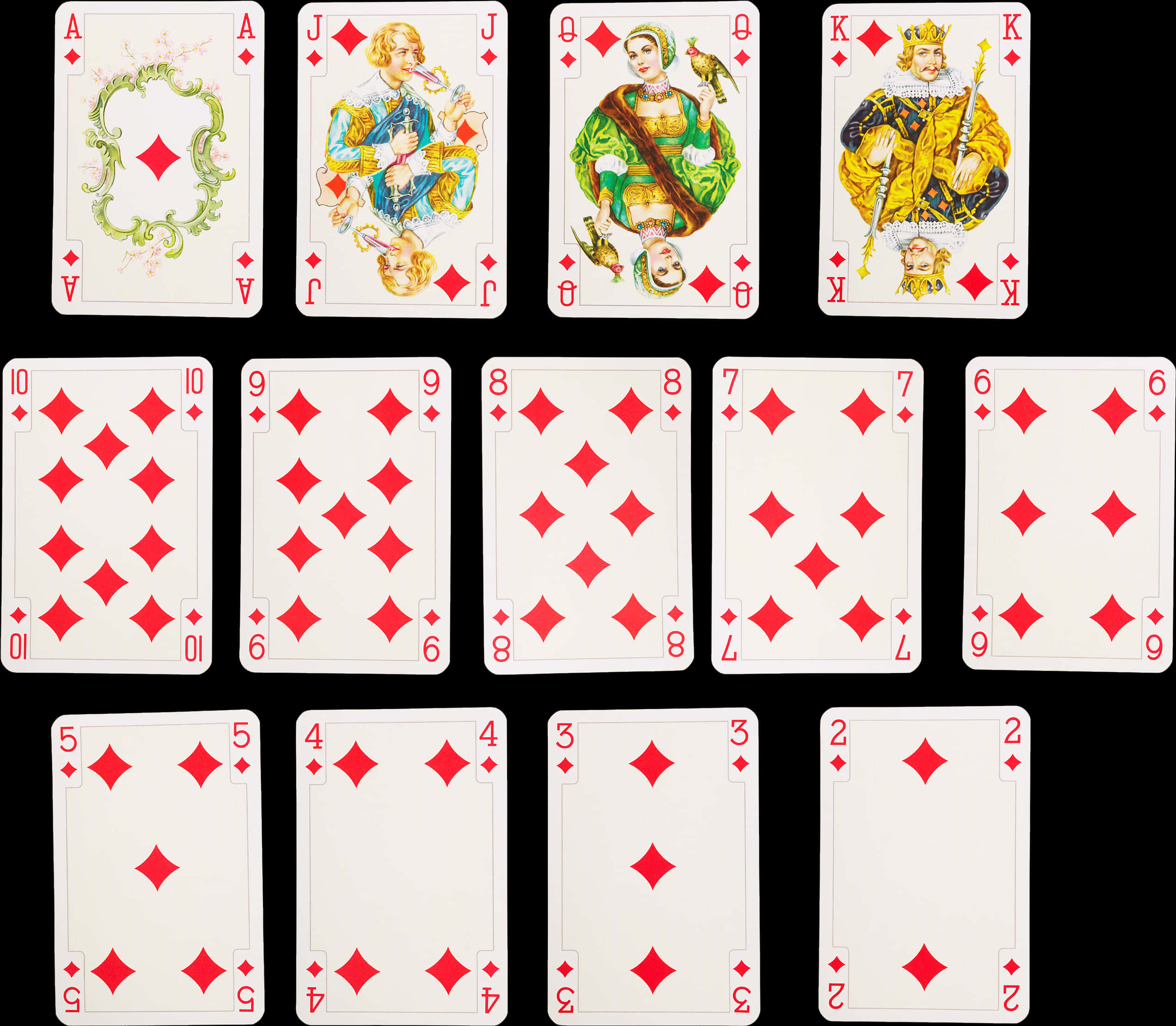 Diamonds Suit Playing Cards PNG with transparent background