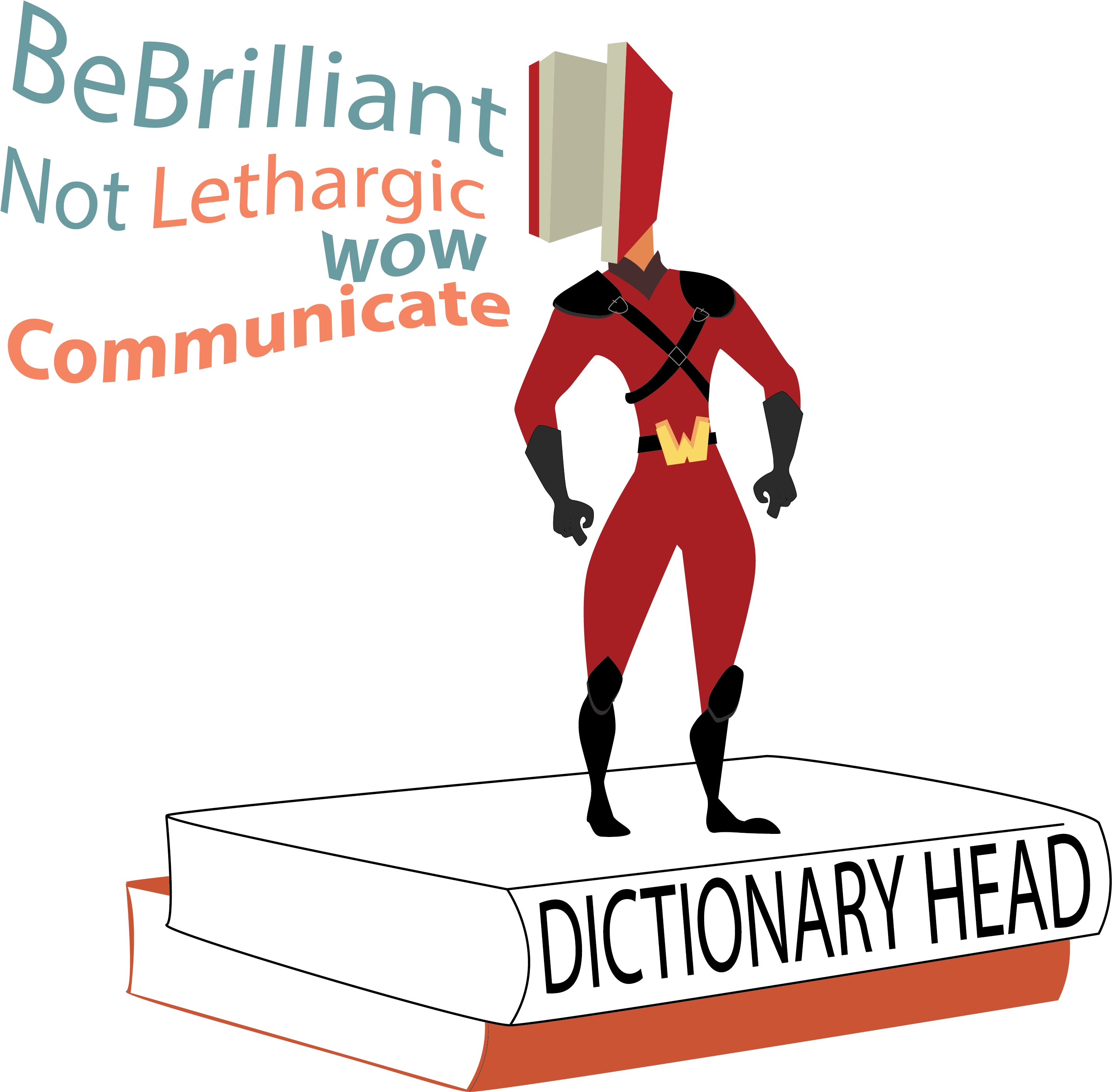 Dictionary Superhero Standing On Book PNG with transparent background