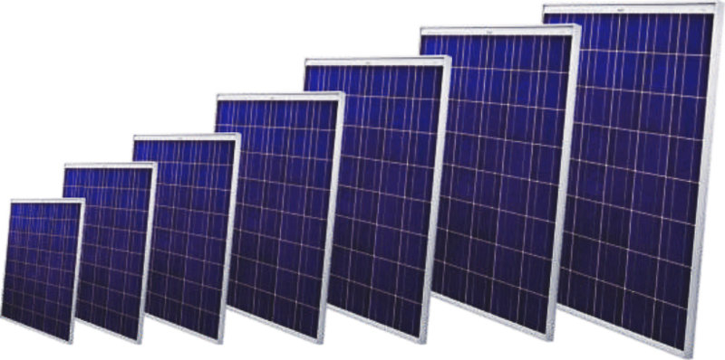 Different Sizes Solar Panels Array