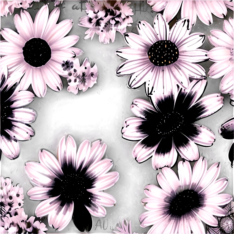 Digital Black And White Flowers Png 14