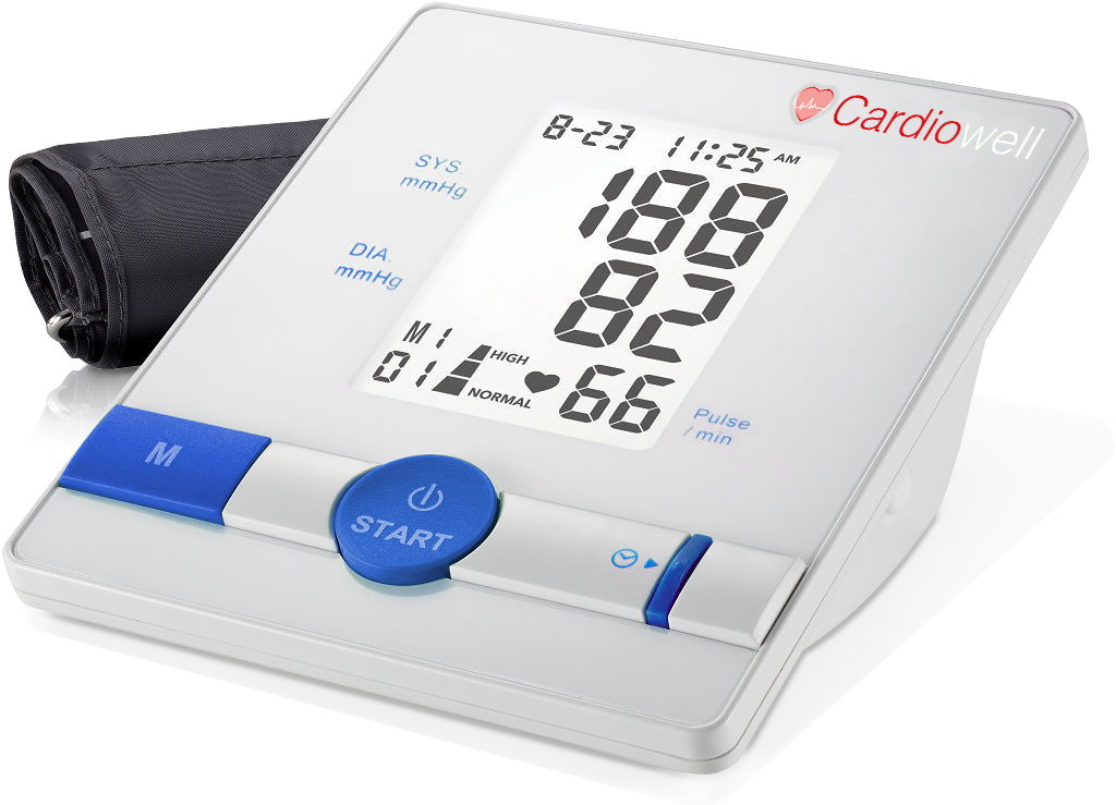 Digital Blood Pressure Monitor Display 1024x739 PNG image with a transparent background, free high-resolution download