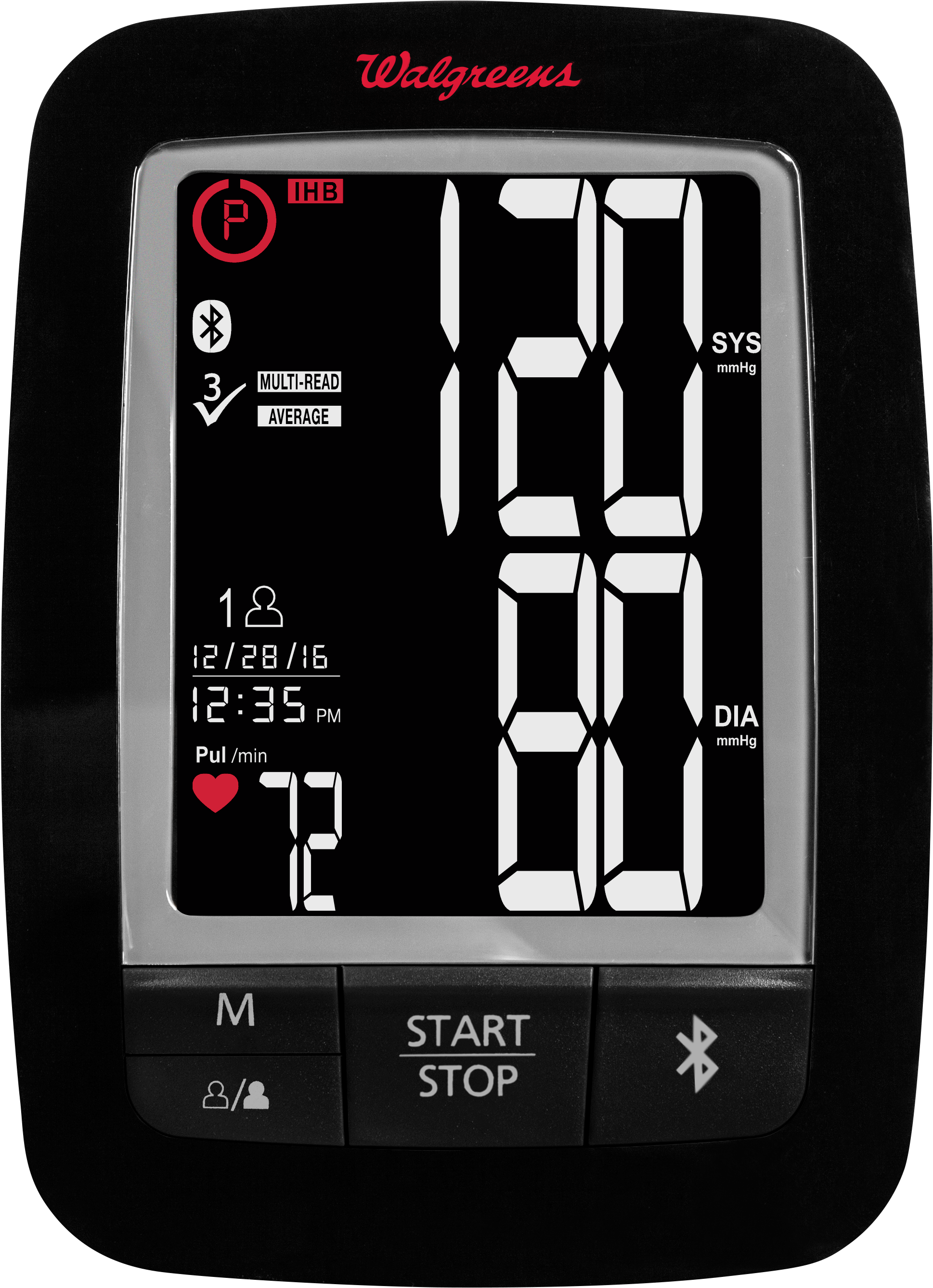 Digital Blood Pressure Monitor Display Walgreens PNG image with a transparent background, free high-resolution download