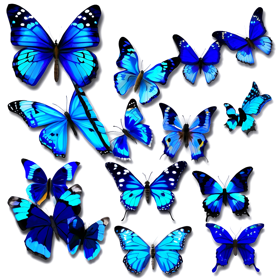 Digital Blue Butterflies Png 06132024