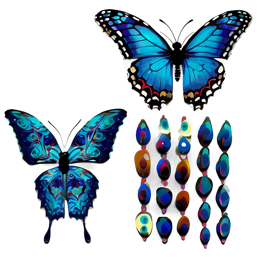 Digital Blue Butterflies Png 9