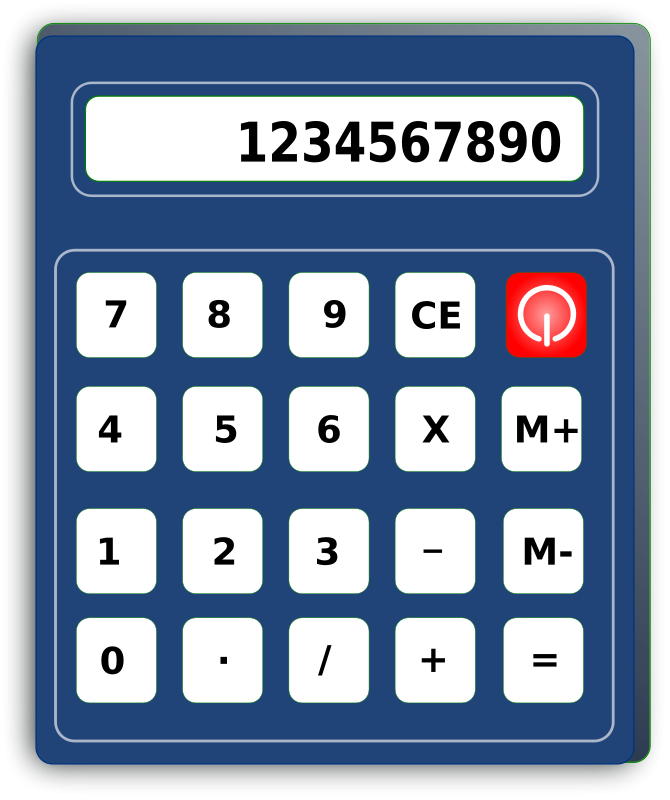 Digital Blue Calculator Display PNG with transparent background
