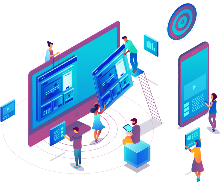 Digital Collaboration Isometric Illustration