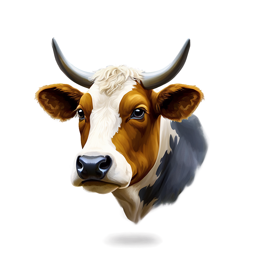 Digital Cow Head Art Png 42