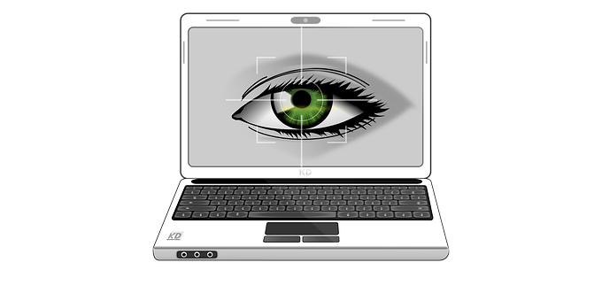 Digital Eye Surveillance Laptop PNG with transparent background