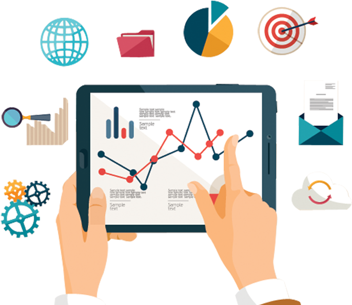 Digital Marketing Analytics Tablet PNG with transparent background