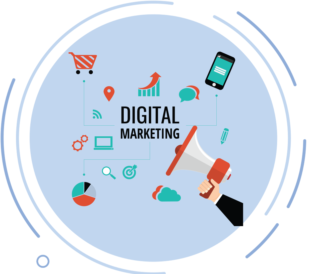 Digital Marketing Concepts Illustration PNG with transparent background