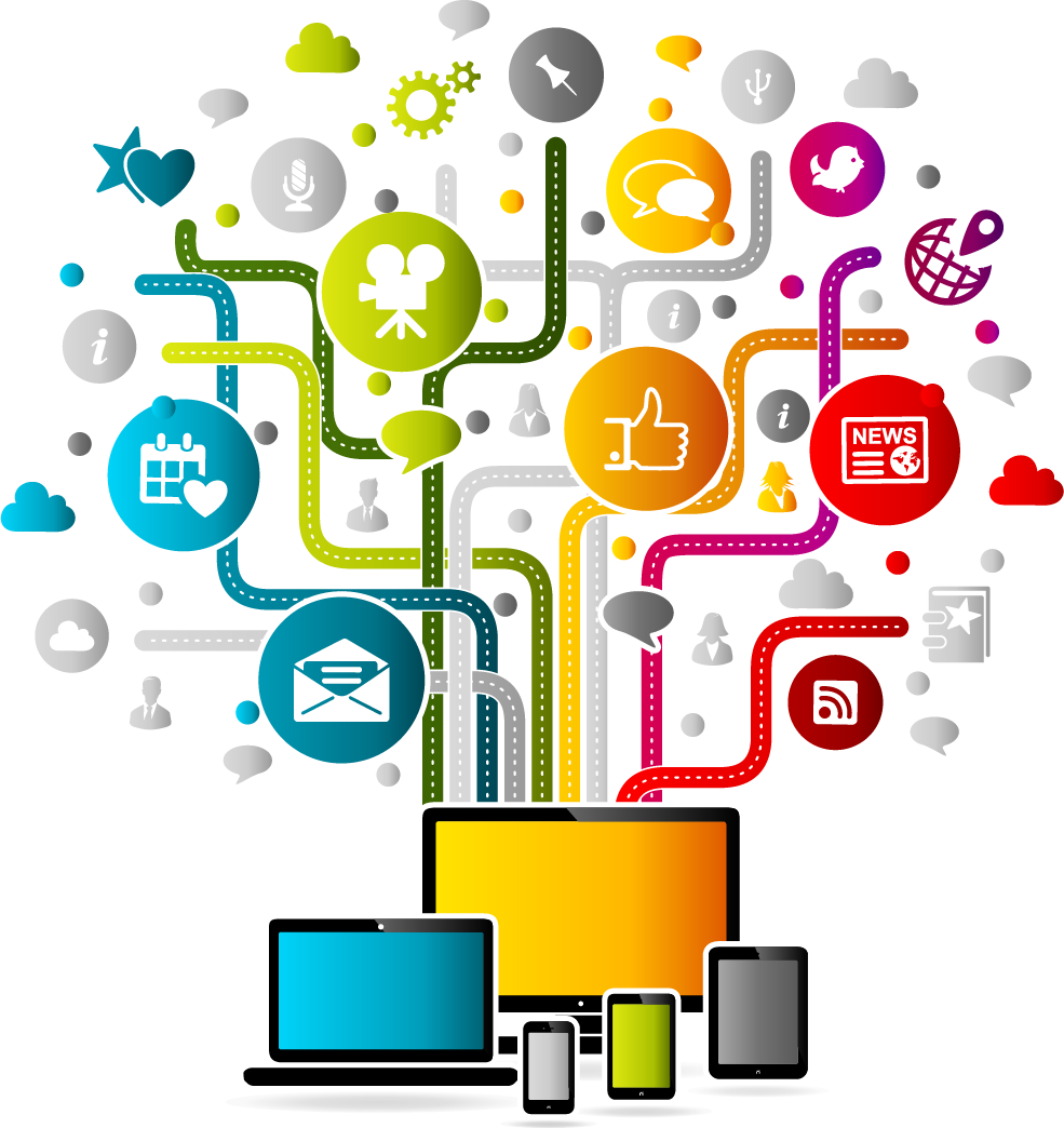 Digital Marketing Connectivityand Devices PNG with transparent background