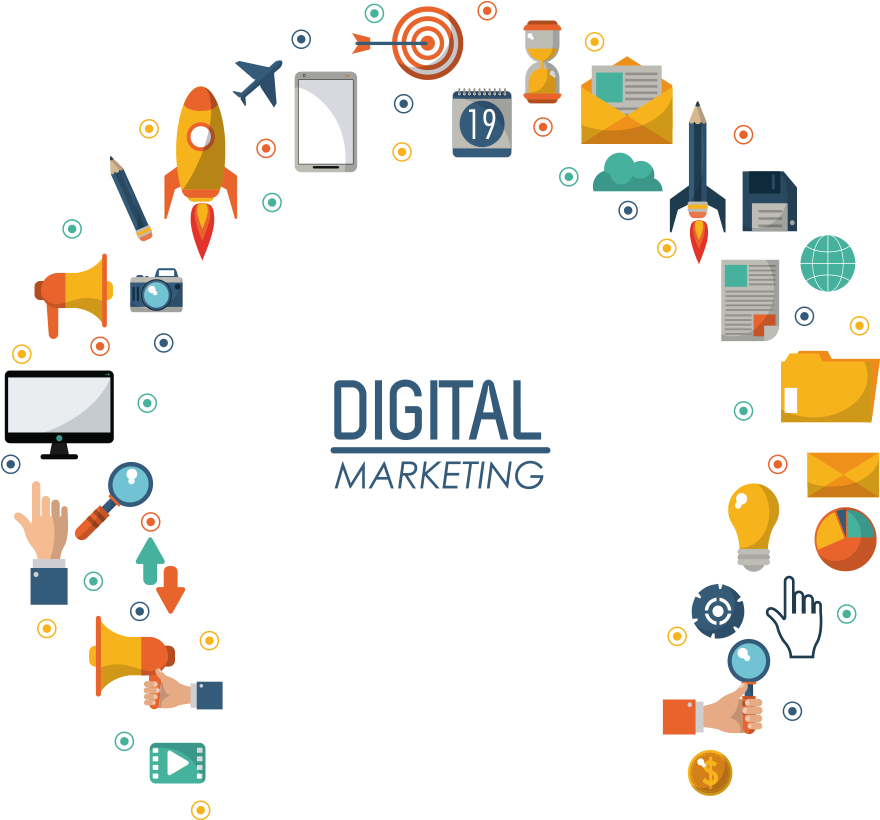 Digital Marketing Elements Graphic PNG with transparent background