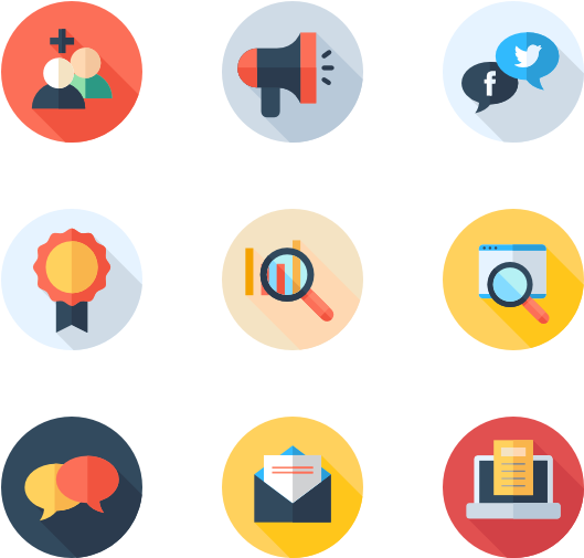Digital Marketing Icons Set PNG with transparent background