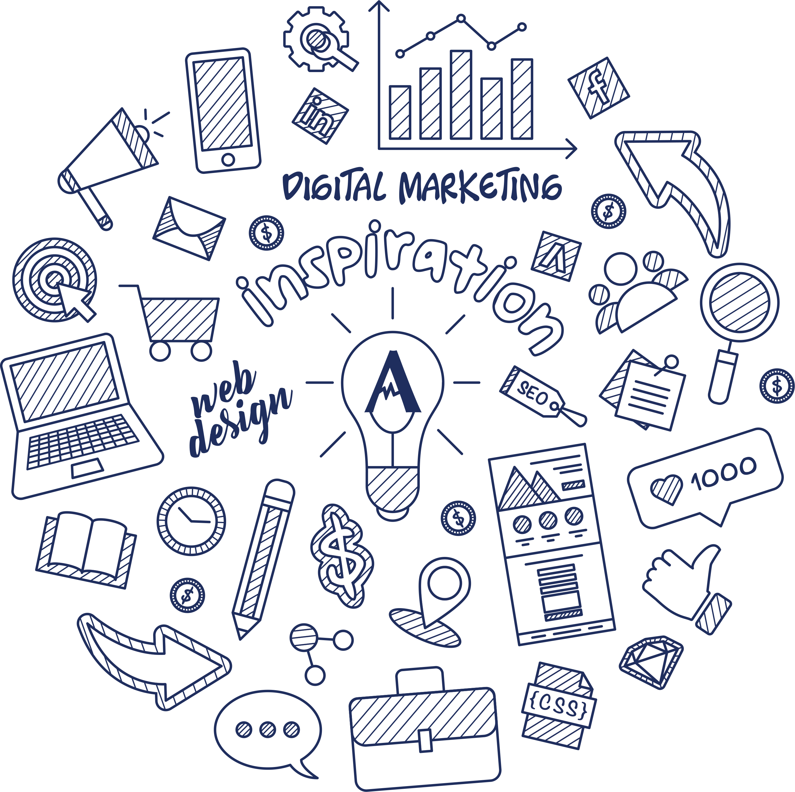 Digital Marketing Inspiration Sketch PNG with transparent background