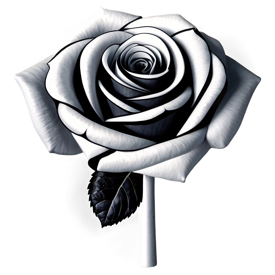 Digital Rose Black And White Png 06132024