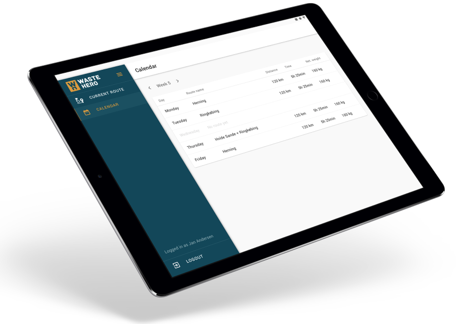 Digital Waste Collection Schedule Tablet