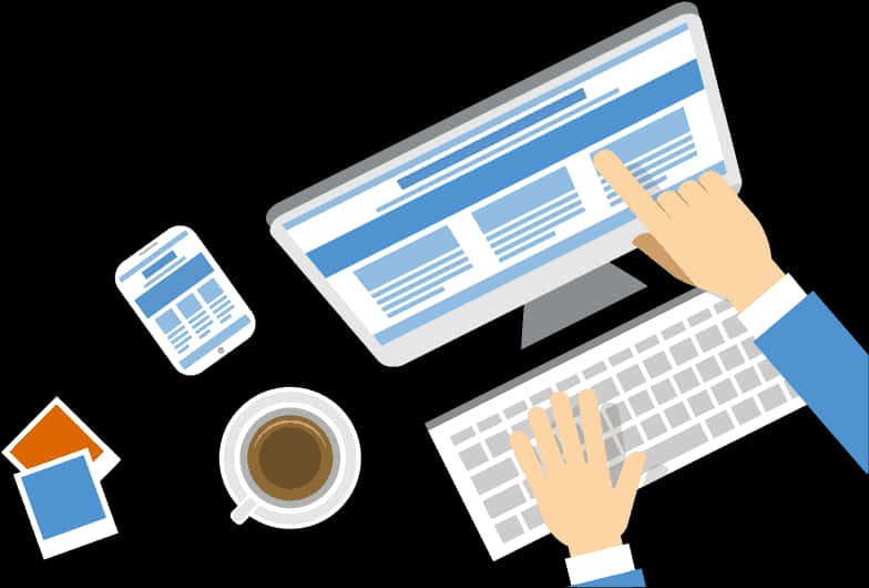 Digital Workspace Vector Illustration PNG with transparent background