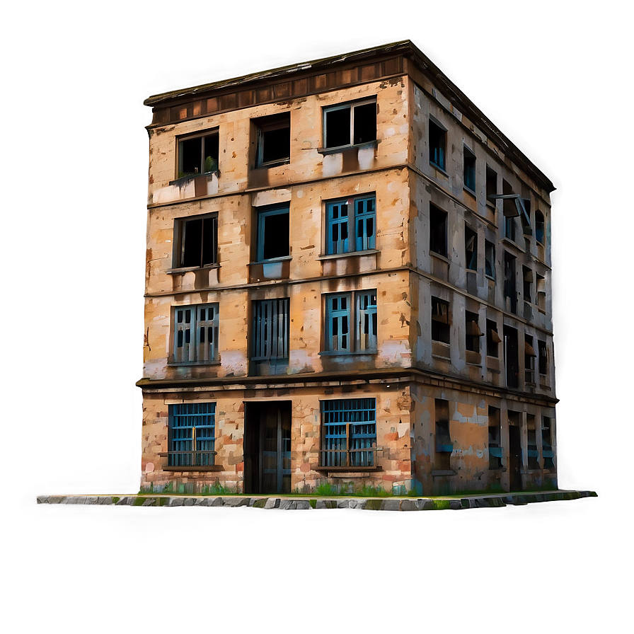 Dilapidated Building Scene PNG 06212024 PNG image with a transparent background, free high-resolution download