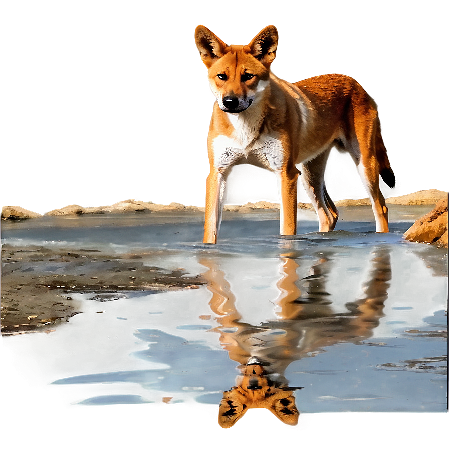 Dingo Waterhole Scene Png Jbk