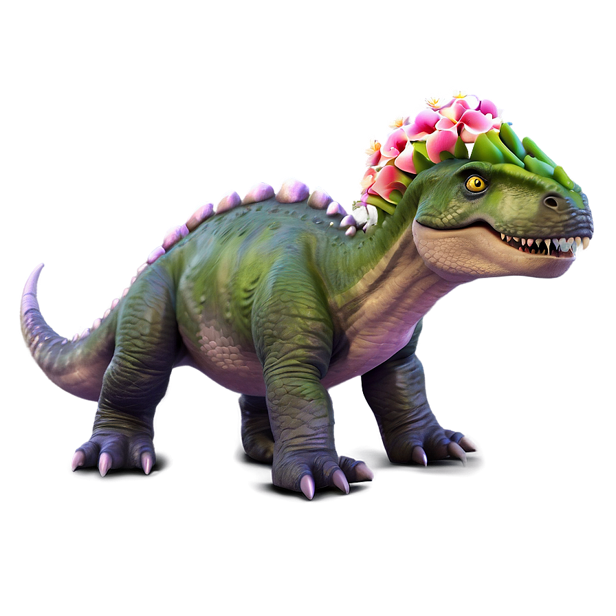 Dino With Flowers Png 76