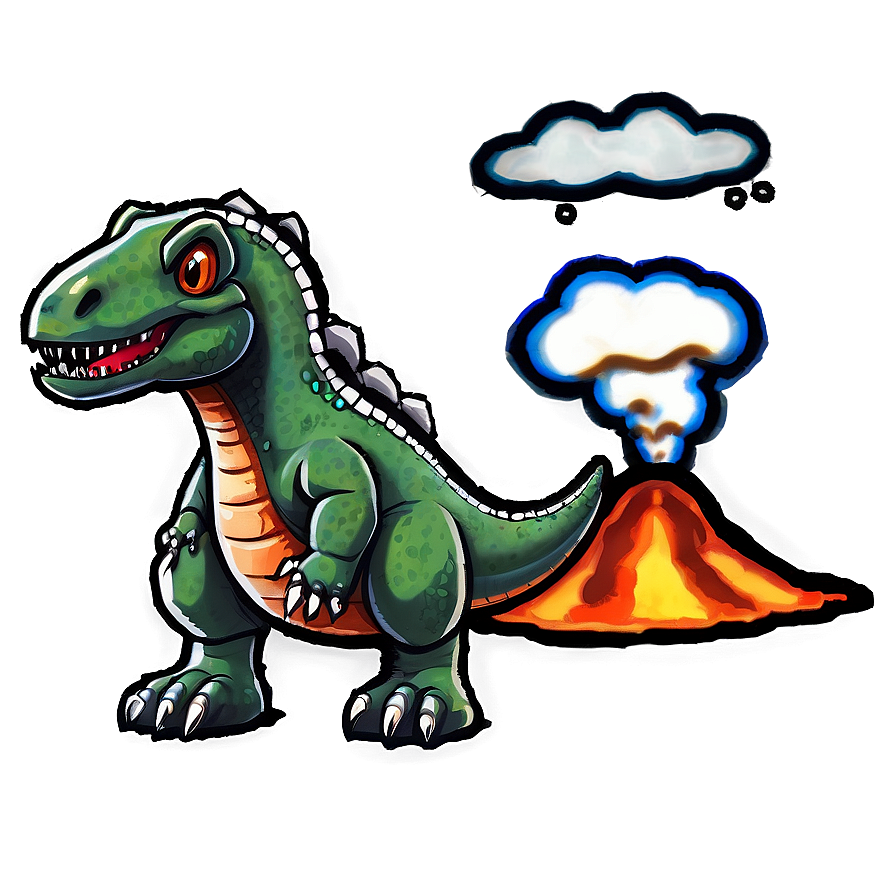 Dinosaur And Volcano Png 86