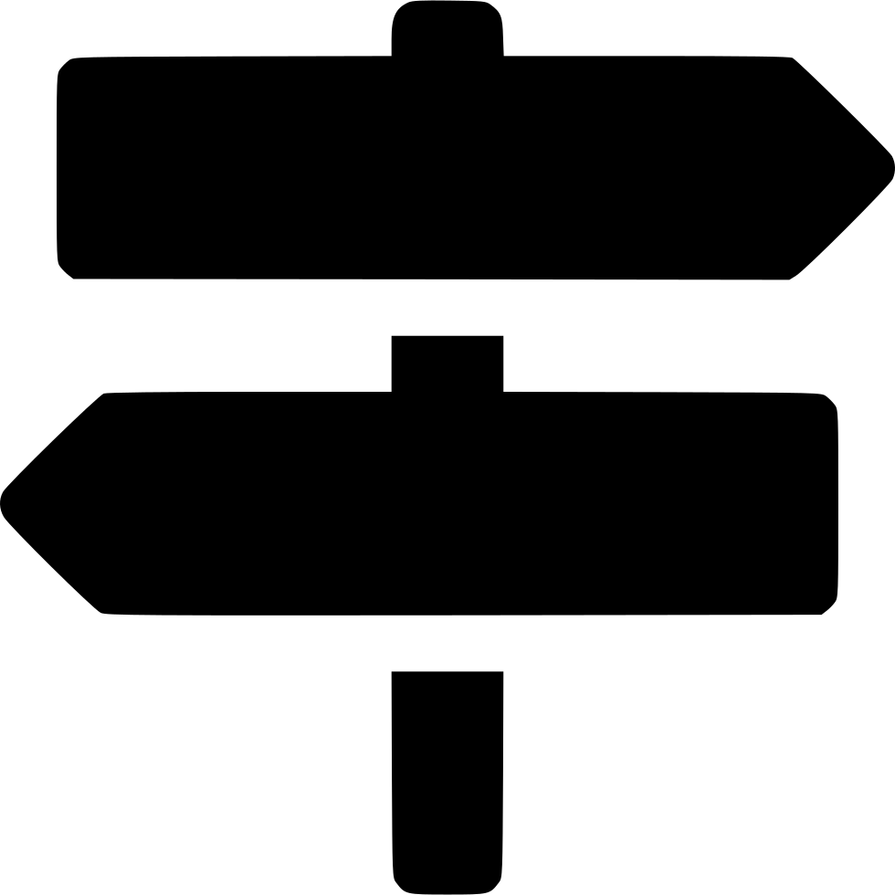 Directional Sign Icon Black PNG with transparent background