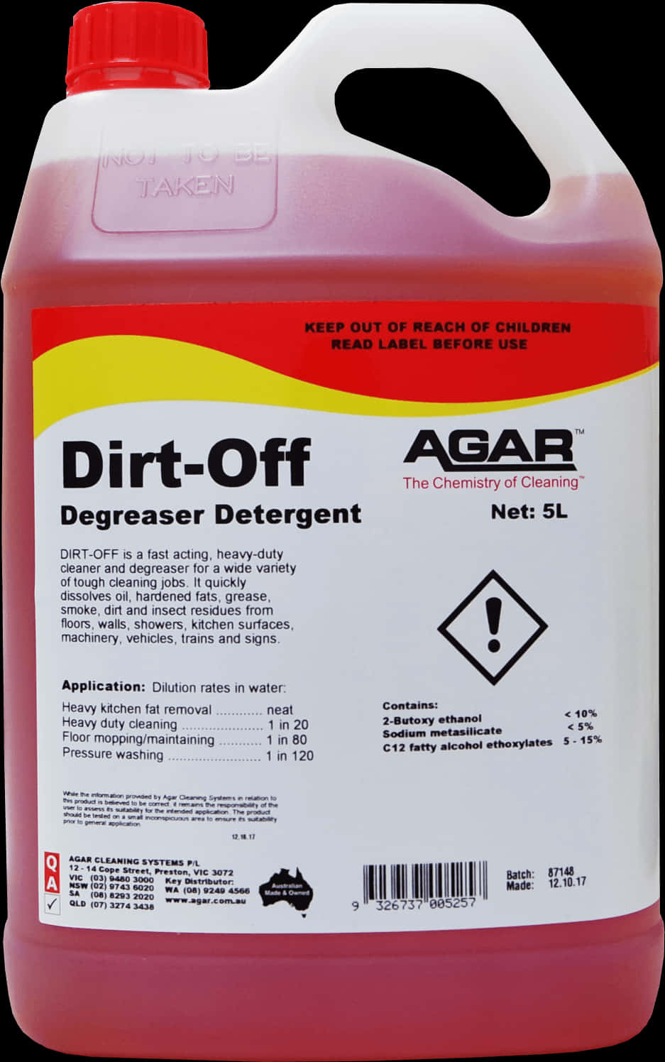 Dirt Off Degreaser Detergent5 L PNG with transparent background