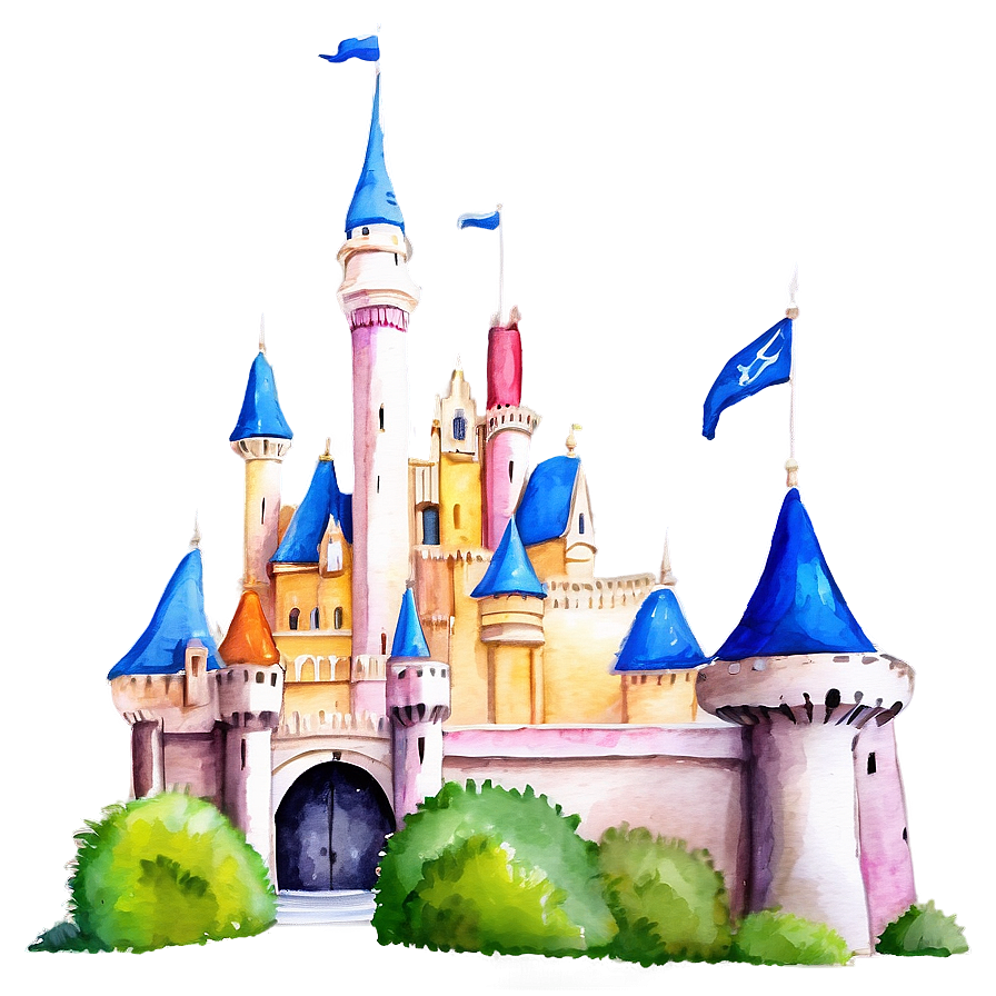 Disney Castle Watercolor Painting Png Tpp