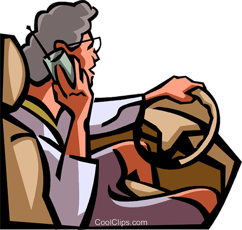Driving While Talking On Her Cell Phone Royalty Free - Using Mobile Phone While Driving Cartoon PNG with transparent background
