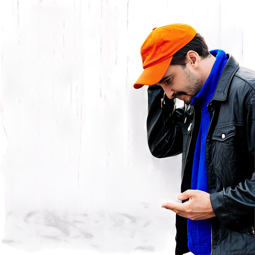 Distraught Man in Rain PNG cwa68 PNG with transparent background