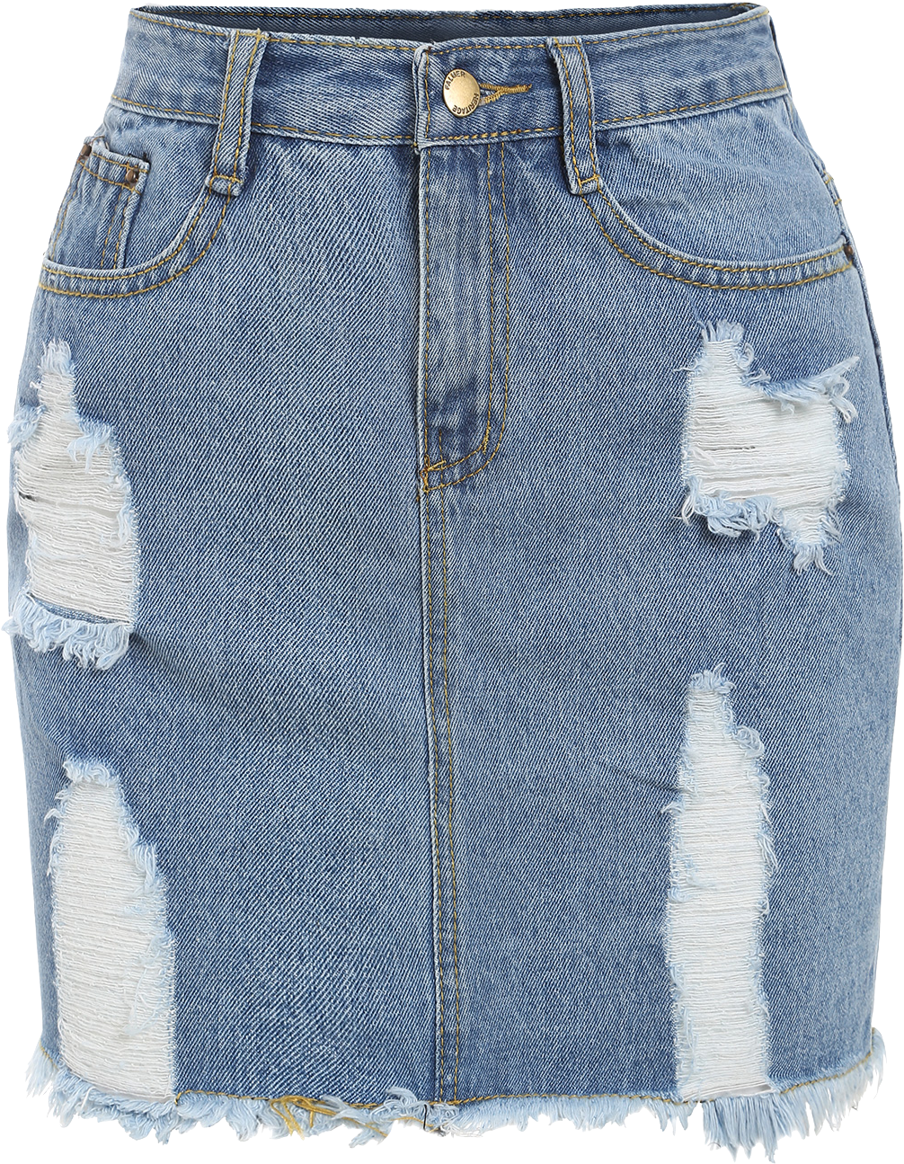 Distressed Denim Skirt Fashion PNG with transparent background