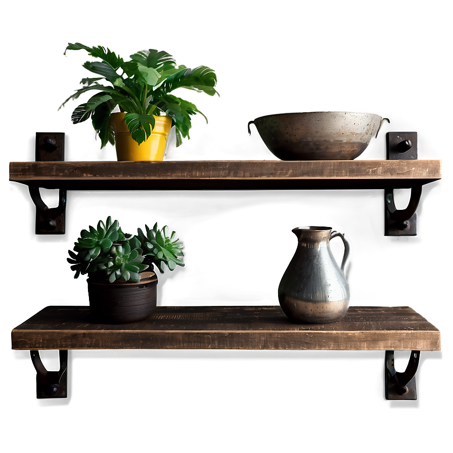 Distressed Floating Shelves Png Xiv