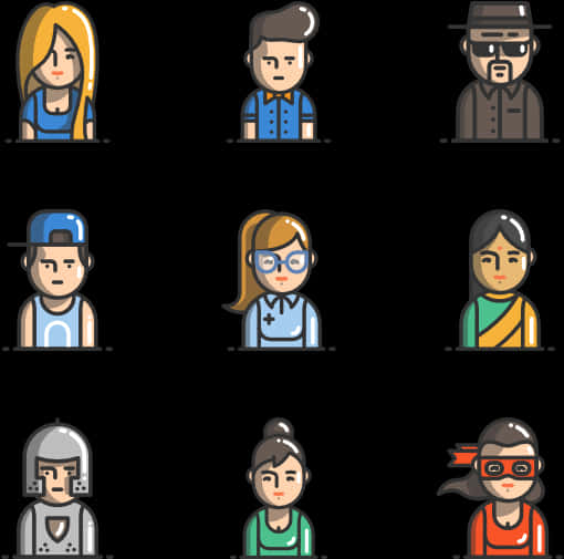 Diverse Avatar Set PNG with transparent background