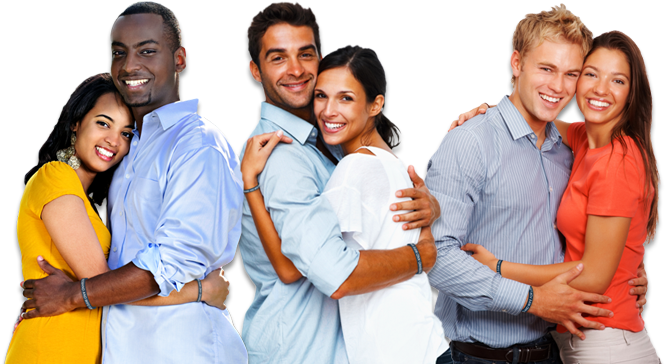 Diverse Couples Embracing Happiness