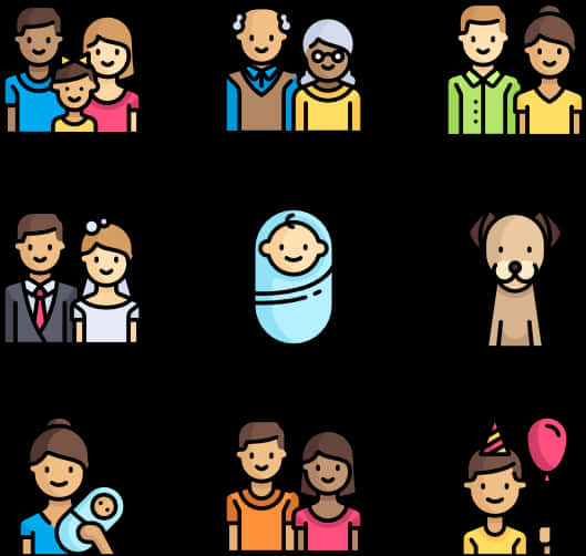 Diverse Family Icons Set