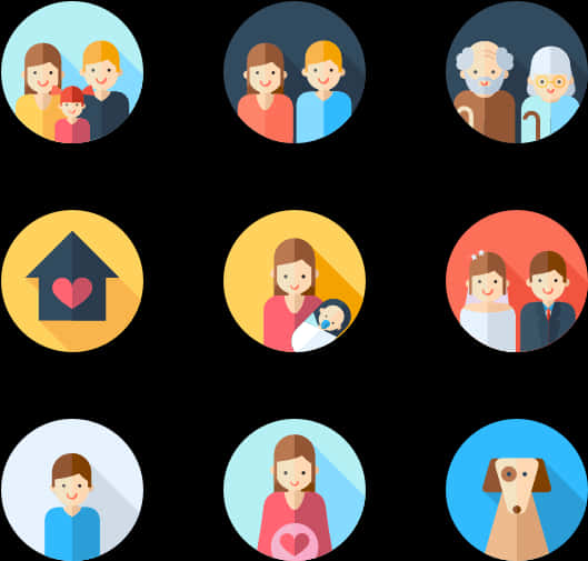 Diverse Family Icons Set