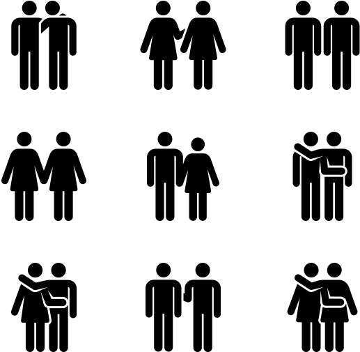 Diverse Friendship Icons PNG with transparent background