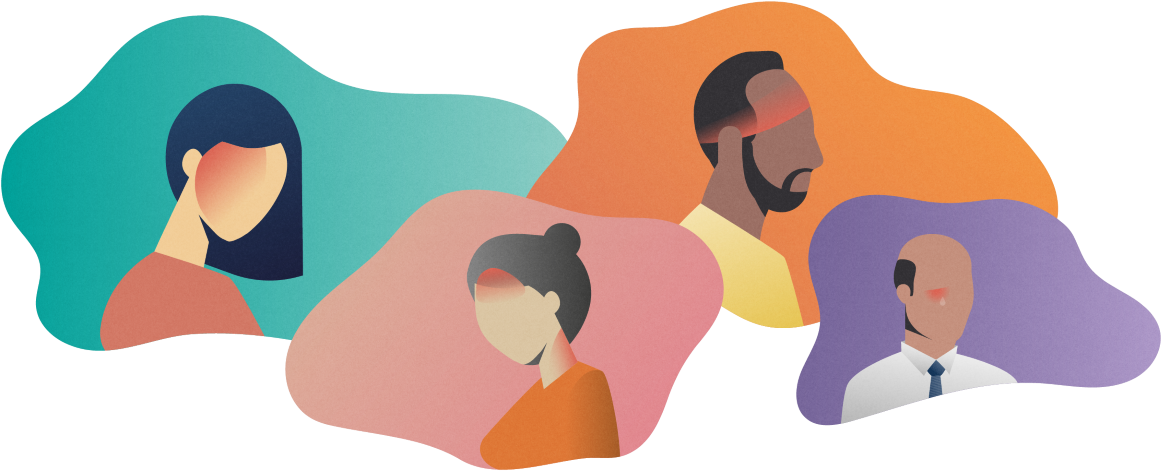 Colourful Silhouettes Of Two Women And Two Men Suffering - Cartoon, HD Png Download PNG image with a transparent background, free high-resolution download