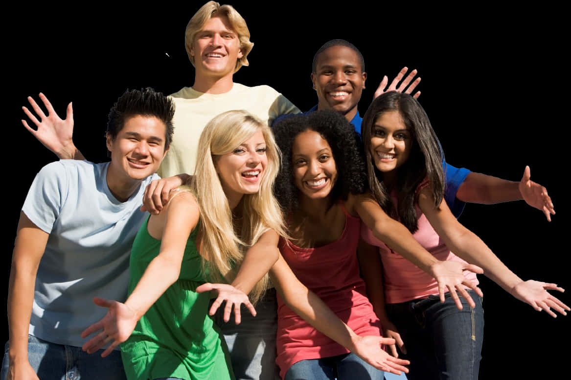 Diverse Group Of Friends_ Happy Together PNG with transparent background