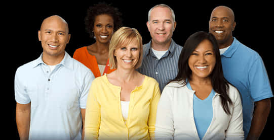 Diverse Group Portrait Smiling PNG with transparent background