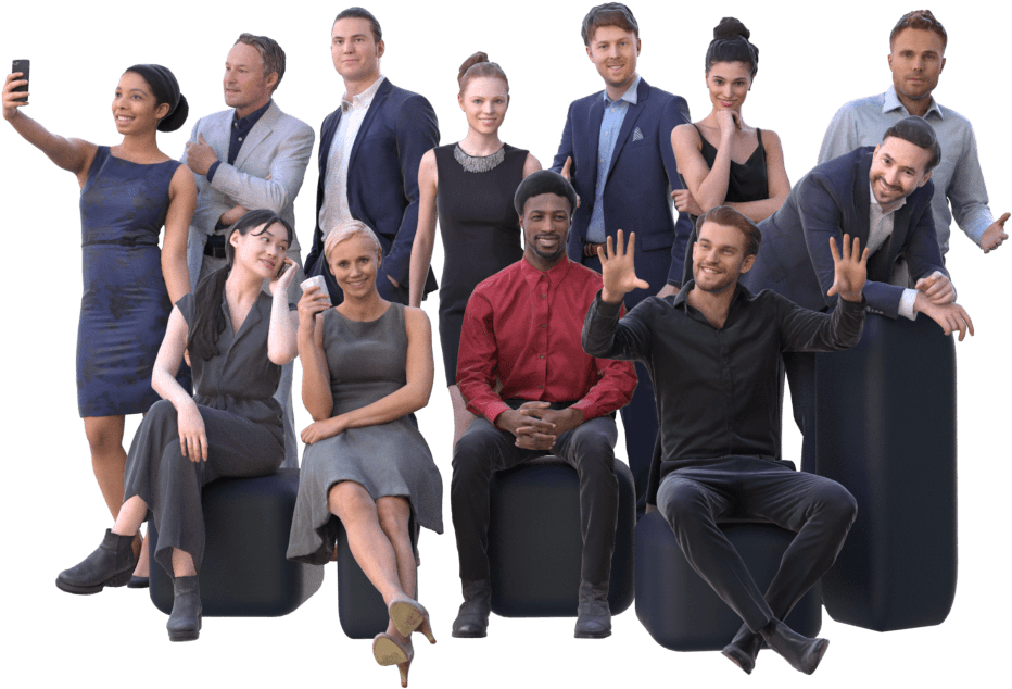 Diverse Group Professional People3 D PNG with transparent background