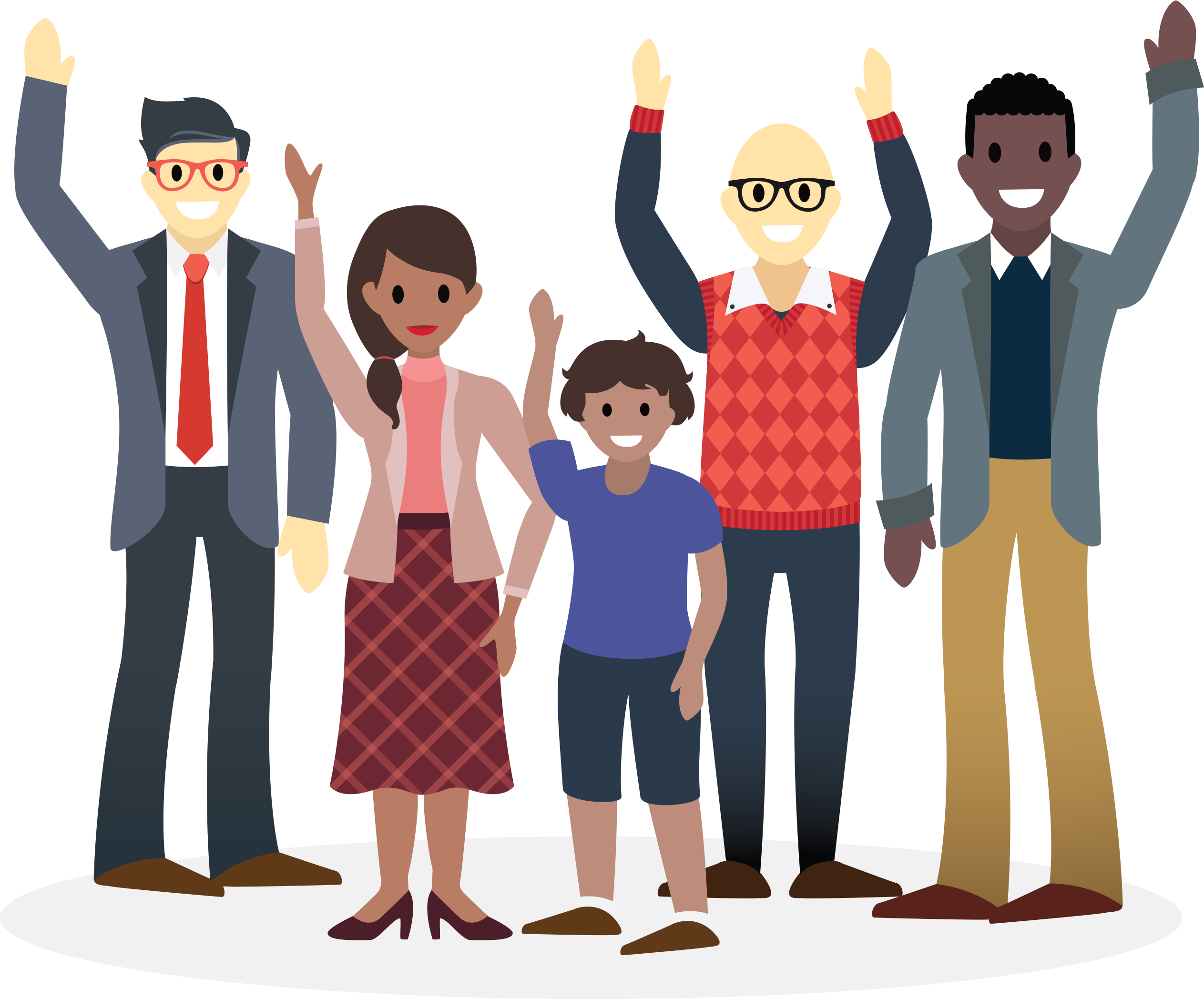 Alex, Daniel, And The No More Homelessness Team Wave - Goodbye Wave Group Cartoon, HD Png Download PNG with transparent background