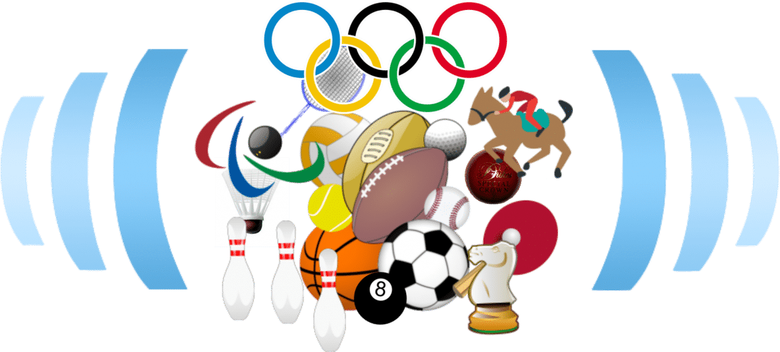 Diverse Sports Equipmentand Olympic Rings