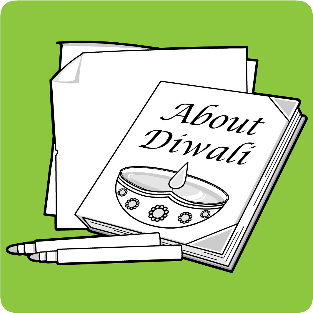 Diwali Education Coloring Page PNG with transparent background