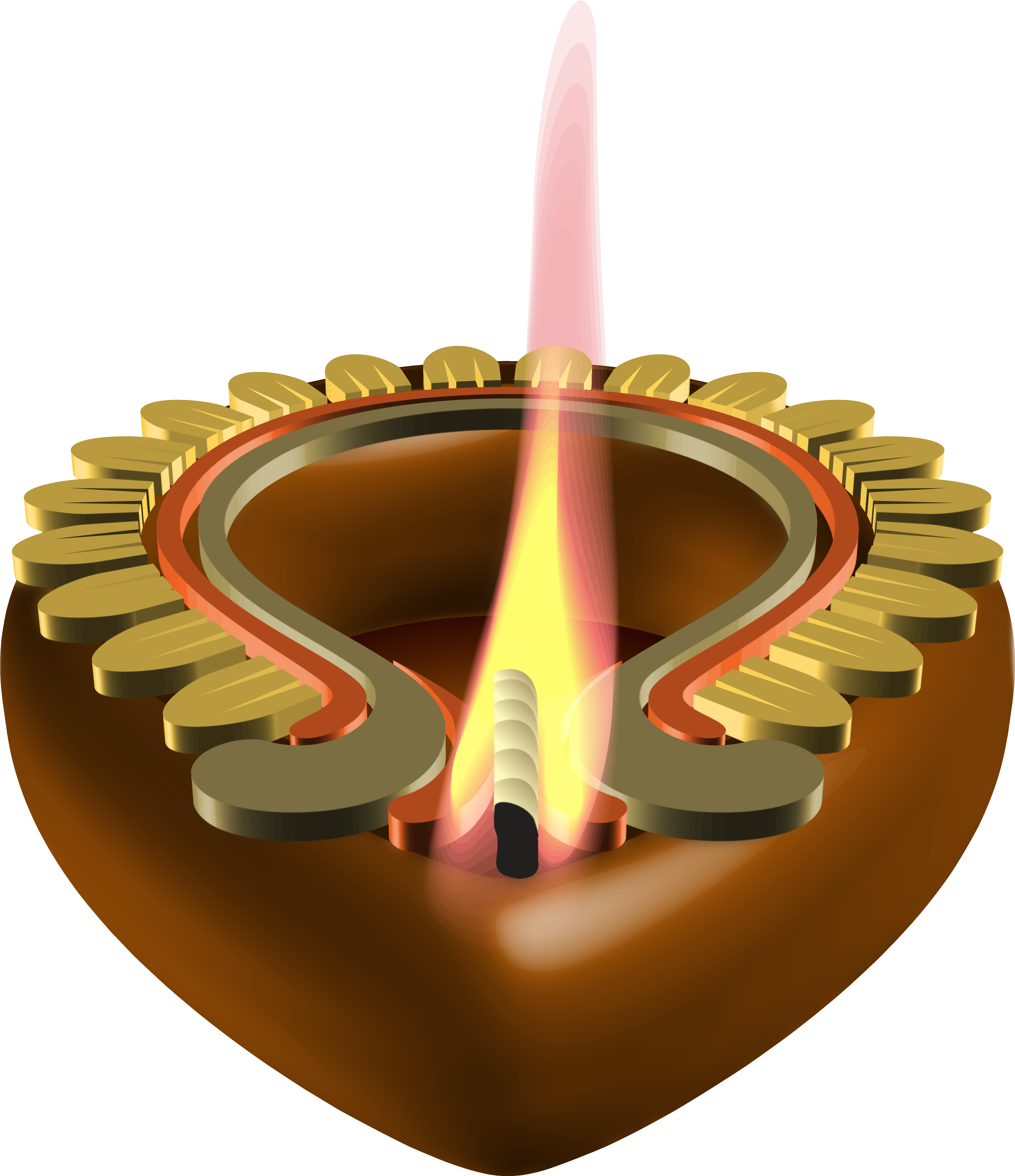 Diwali Festival Clay Lamp Illustration PNG with transparent background