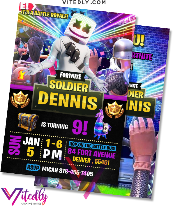 Dj Marshmello Invitation, Dj Marshmello Birthday Invitation - Marshmello Fortnite Birthday Invitations, HD Png Download PNG with transparent background