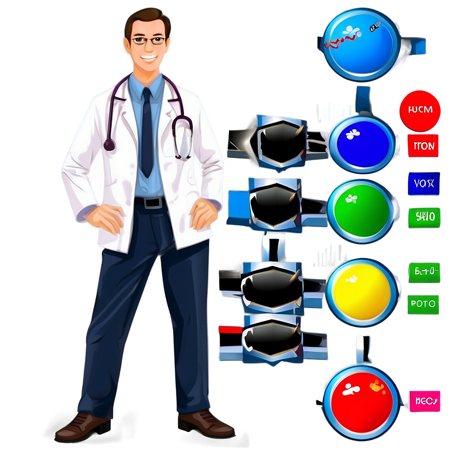 Doctor Cartoon With Health Chart Png Gcq24